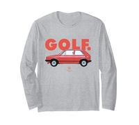 Volkswagen Golf GTI Mk1 Rojo Retro Manga Larga, Unisex para Adultos, Gris Jaspeado, M
