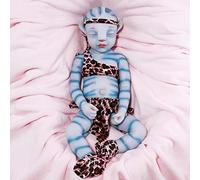Vollence Na'vi Avatar Sleeping Full Body Silicone Reborn Baby Doll de 20 pulgadas con orejas puntiagudas, muñeca de bebé real hecha a mano, muñeca realista de silicona