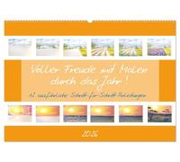 Voller Freude mit Malen durch das Jahr! 12 ausführliche Schritt-für-Schritt-Anleitungen (Wandkalender 2026 DIN A2 quer), CALVENDO Monatskalender: Zwölf Bilder in zwölf Monaten einfach selbst malen!