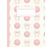 Volleyball Composition Notebook College Ruled: Cute Pastel Pink & White Volleyball & Bow Pattern; Girly Coquette Aesthetic Journal for Girls, Teens & Players