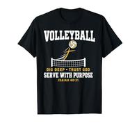 Volleyball Dig Deep Trust God Serve Purpose Isaiah 40:31 Camiseta gráfica económica
