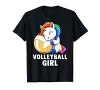 Volleyball Girl Rainbow Girl Volleyball Unicorn Camiseta