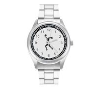Volleyball Girl Silhouette Spike Attack - Reloj casual para hombre con correa de acero inoxidable, aleación de cuarzo, reloj de pulsera