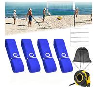 Volleyball Lines for Sand - Park Volleyball Marking, Lawn Court Marking Kit, Beach Volleyballs Cords with 4 Stainless Steel Ground Spikes, for Garden, Training, and Outdoor Activities (Blue)