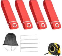 Volleyball Lines for Sand - Park Volleyball Marking, Lawn Court Marking Kit, Beach Volleyballs Cords with 4 Stainless Steel Ground Spikes, for Garden, Training, and Outdoor Activities (Red)