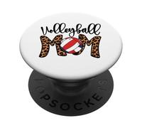 Volleyball Mom Vintage Leopard Beach Volley Mothers Day Mama PopSockets PopGrip Adhesivo