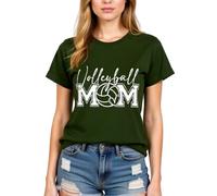 Volleyball Mom Women's Casual Comfortable Soft Cotton Blend Round Neck Short Sleeve T-Shirt for Volleyball Enthusiasts and Supportive Moms