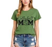Volleyball Mom Women's Casual Comfortable Soft Cotton Blend Round Neck Short Sleeve T-Shirt for Volleyball Enthusiasts and Supportive Moms