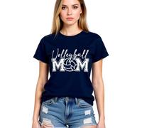 Volleyball Mom Women's Casual Comfortable Soft Cotton Blend Round Neck Short Sleeve T-Shirt for Volleyball Enthusiasts and Supportive Moms