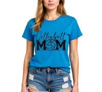Volleyball Mom Women's Casual Comfortable Soft Cotton Blend Round Neck Short Sleeve T-Shirt for Volleyball Enthusiasts and Supportive Moms
