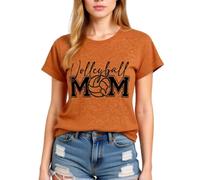 Volleyball Mom Women's Casual Comfortable Soft Cotton Blend Round Neck Short Sleeve T-Shirt for Volleyball Enthusiasts and Supportive Moms