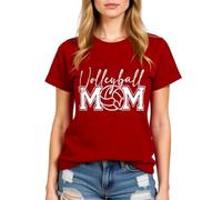 Volleyball Mom Women's Casual Comfortable Soft Cotton Blend Round Neck Short Sleeve T-Shirt for Volleyball Enthusiasts and Supportive Moms
