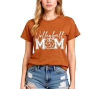 Volleyball Mom Women's Casual Comfortable Soft Cotton Blend Round Neck Short Sleeve T-Shirt for Volleyball Enthusiasts and Supportive Moms