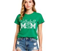 Volleyball Mom Women's Casual Comfortable Soft Cotton Blend Round Neck Short Sleeve T-Shirt for Volleyball Enthusiasts and Supportive Moms