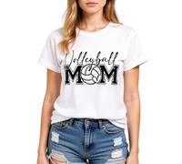 Volleyball Mom Women's Casual Comfortable Soft Cotton Blend Round Neck Short Sleeve T-Shirt for Volleyball Enthusiasts and Supportive Moms