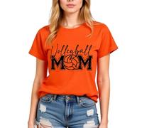 Volleyball Mom Women's Casual Comfortable Soft Cotton Blend Round Neck Short Sleeve T-Shirt for Volleyball Enthusiasts and Supportive Moms