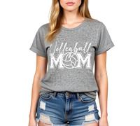Volleyball Mom Women's Casual Comfortable Soft Cotton Blend Round Neck Short Sleeve T-Shirt for Volleyball Enthusiasts and Supportive Moms