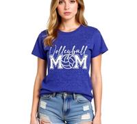 Volleyball Mom Women's Casual Comfortable Soft Cotton Blend Round Neck Short Sleeve T-Shirt for Volleyball Enthusiasts and Supportive Moms
