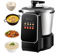 Vollornor Máquina eléctrica para tragar alimentos de 900 W con olla | Máquina fufu de gran capacidad de 8 litros con pantalla táctil LED y temporizador, acero inoxidable antiadherente