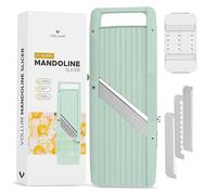 Vollum Cortador de mandolina japonés, cortador profesional de verduras, cortador de mandolina japonesa para cocina con cuchillas intercambiables de acero inoxidable, cortador manual estrecho de mano