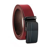 Volmer - Cinturón de piel auténtica, trinquete automático, cinturón de piel, ancho 35 mm, se puede acortar | serie de cinturones: ATG | tamaño de la cintura 125 cm, Atg03-rojo