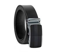 Volmer - Cinturón de piel auténtica, trinquete automático, cinturón de piel, ancho 35 mm, se puede acortar | serie de cinturones: ATG | tamaño de la cintura 125 cm, Atg06-negro