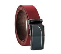 Volmer - Cinturón de piel auténtica, trinquete automático, cinturón de piel, ancho 35 mm, se puede acortar | serie de cinturones: ATG | tamaño de la cintura 125 cm, Atg01-rojo