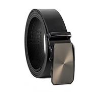 Volmer - Cinturón de piel auténtica, trinquete automático, cinturón de piel, ancho 35 mm, se puede acortar | serie de cinturones: ATG | tamaño de la cintura 125 cm, Atg07-negro