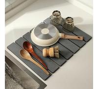 Volminex Alfombrilla Escurreplatos de Diatomita, Absorbente Alfombra Escurreplatos, Alfombrilla Fregadero Cocina Plegable, Alfombrilla de Barro de Diatomeas para Secar Platos (Gris Oscuro, 60 x 40 cm)