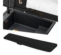 Volminex Alfombrilla para Fregadero Silicona, Alfombrilla de Grifo Estrecha, Antideslizante Protector Fregadero, Alfombrillas Escurreplatos para Proteger Encimera de Cocina y Baño (Negro, 60 cm)