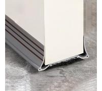 Volminex Burlete Puerta Entrada PVC, Burlete Puerta Exterior Autoadhesivo, Burlete Bajo Puerta Antipolvo, Tira de Sellado para Aislamiento Acústico Prueba de Viento y Agua (Gris, Anchura 3,5-5,5 cm)