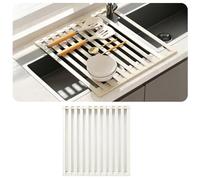 Volminex Escurreplatos Plegable Desmontable, Escurridor De Platos sobre Fregadero, Organizador De Cocina con Alfombrilla Escurridor, Soporte Escurreplatos para Cocina (Blanco, 35 × 45 cm)
