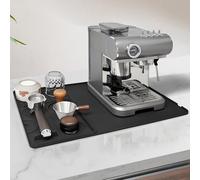 Volminex Tapete para Alfombrilla Cafetera, Alfombrilla Escurreplatos Silicona Antideslizante 58×40 cm, con Almohadilla Desmontable para Prensador Cafe, Resistente al Calor, Apto para Cocinas (Negro)