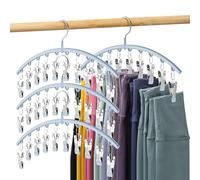 Volnamal Organizador de Leggings para Armario, Colgador de Metal para Pantalones de Yoga con Revestimiento de Goma, Paquete de 4 con 10 Clips para 40 Leggings, Perchas para Ahorrar Espacio,
