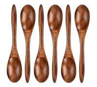 Volomoon 6 Piezas Cucharas de Madera para Miel, Sopa, Comidas Infantiles - Ideal para Café, Té, Arroz, Postre - Marrón