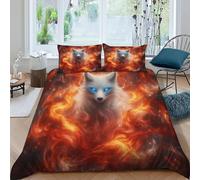 Volpe Fiamma Juego De Funda para Edredón 3 Piezas 3D Impresa Fantasy Star Animal con Cremallera Y Funda De Almohada King（220x240cm） 100% Microfibra Juego De Cama para