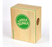VOLT KazooJon Cuboid Mini Cajon Bongo Kazoo Instrumento de percusión de madera (14 x 11 x 6,5 cm, abedul/pino, superficies de juego patentadas, con elemento de amortiguación), marrón/verde