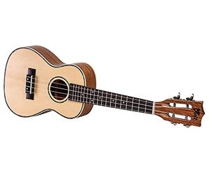 VOLT Texas - Ukelele tenor, tapa maciza de pícea, diapasón: palisandro, acabado brillante, bordes de nácar, longitud: aprox. 660 mm, con botones de correa, incluye funda forrada.