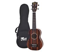 VOLT - Ukelele soprano, cubierta laminada de caoba, diapasón: palisandro, acabado brillante, aspecto de zebrano, longitud aproximada de 530 mm, incluye funda forrada.