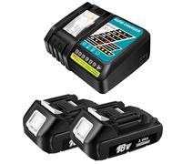 VOLT1799 Cargador de Repuesto Makita 6.5A DC18RC y 2 Piezas BL1820B 18V 2Ah, Batería para BL1850B BL1860 BL1850 BL1845 BL1840B BL1840 BL1835 BL1830B BL1830