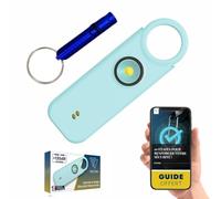 Voltek - Kit de silbato y alarma personal (azul) para mujer defensa + detector puerta y ventana autodefensa auto alarma mini independiente + silbato emergencia personal lámpara potente 135 DB, USB-C