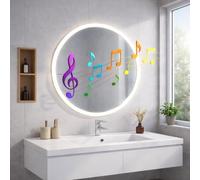 VOLTGY - Espejo de Baño con Luz LED 60cm de diametro - Espejo de Baño con Bluetooth y Antivaho - Iluminación Ajustable 3 Tonos, Espejo Moderno para Baño, Maquillaje y Aseo.