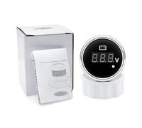 Voltímetro de 8-32V,28-48V 52mm con luz roja de advertencia, medidor de voltaje Digital de 52mm for coche, yate automático impermeable Lecturas claras(BS 8-32V)