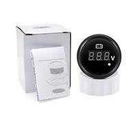 Voltímetro de 8-32V,28-48V 52mm con luz roja de advertencia, medidor de voltaje Digital de 52mm for coche, yate automático impermeable Lecturas claras(BN 8-32V)