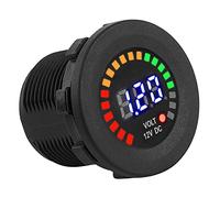 Voltímetro de Coche DC 12 V LED Pantalla Digital Indicador de Voltaje con Terminales Panel Redondo Universal Probador de Voltaje de Batería de Vehículo para Coche Motocicleta Barco