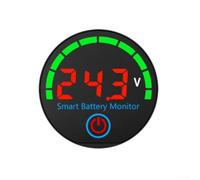 Voltímetro digital CC 7-55 V, indicador de voltaje con advertencia de bajo voltaje ajustable y luz de fondo, función de memoria para baterías LiFePO4 de litio y plomo-ácido, montaje de 15 mm (rojo)