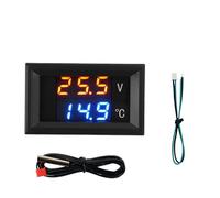 Voltímetro digital de voltaje y temperatura de 4-28 V CC, termómetro LED de -40-120 °C con pantalla dual y sonda NCT10K for coche y motocicleta.(Type 2)