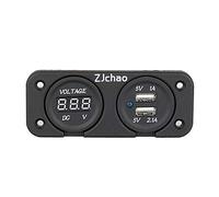 Voltímetro digital del zócalo del cargador 2 USB, Voltímetro de la pantalla digital del LED para el infante de marina del barco del coche
