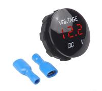 Voltímetro digital LED DC 5-48 V para coche para moto, barco, resistente al agua, carcasa de ABS, orificio de montaje, 27 mm, naranja, blanco, verde, azul, indicador de 37 x 37 x 17 mm (rojo)
