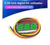 Voltímetro Digital LED Micro-Tipo de 0.28 Pulgadas 0-100V Probador de Voltaje para Automóvil y Motocicleta Detector LED Verde 5 Piezas